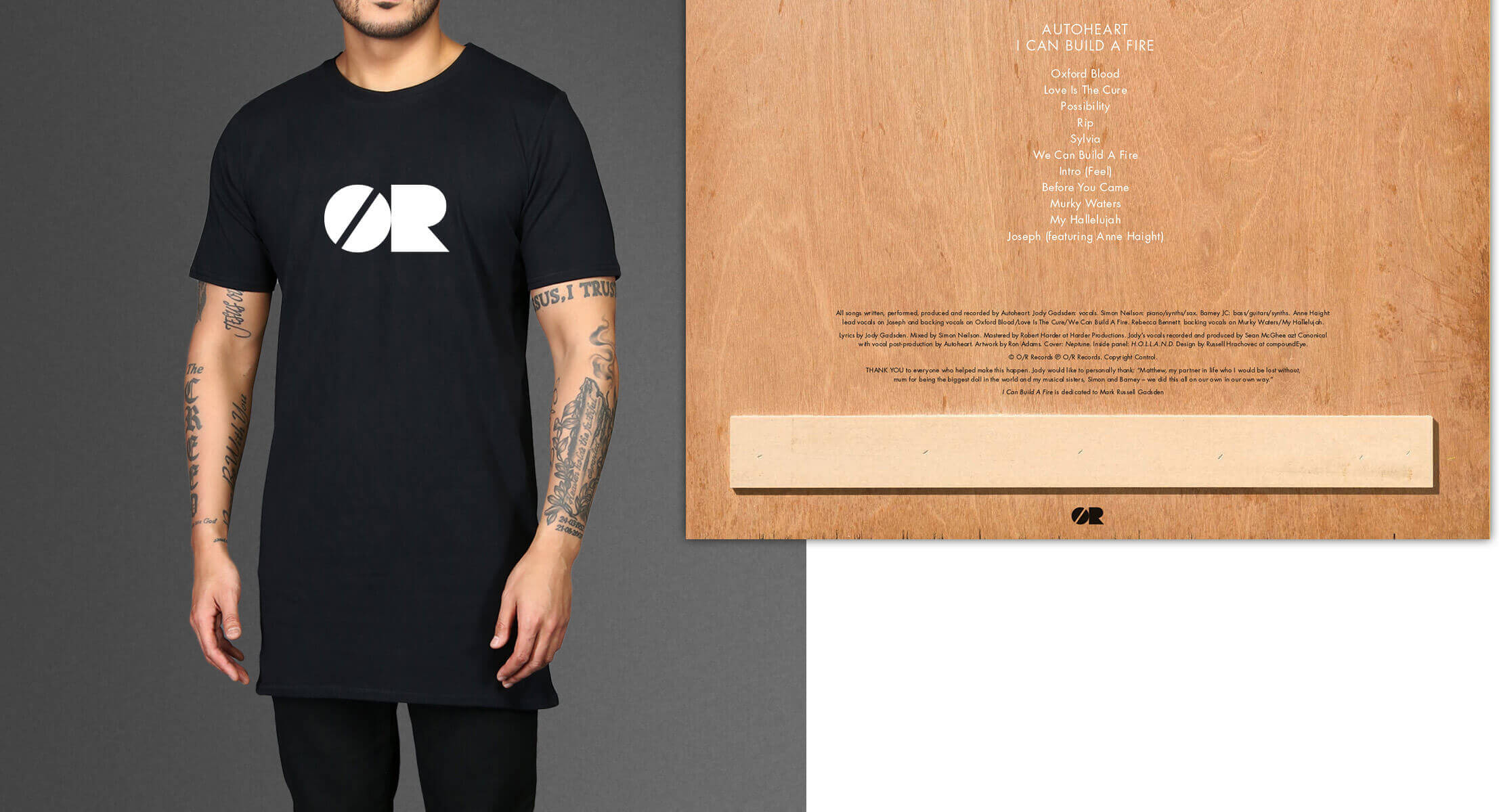 O/R record label logo — t-shirt and vinyl detail